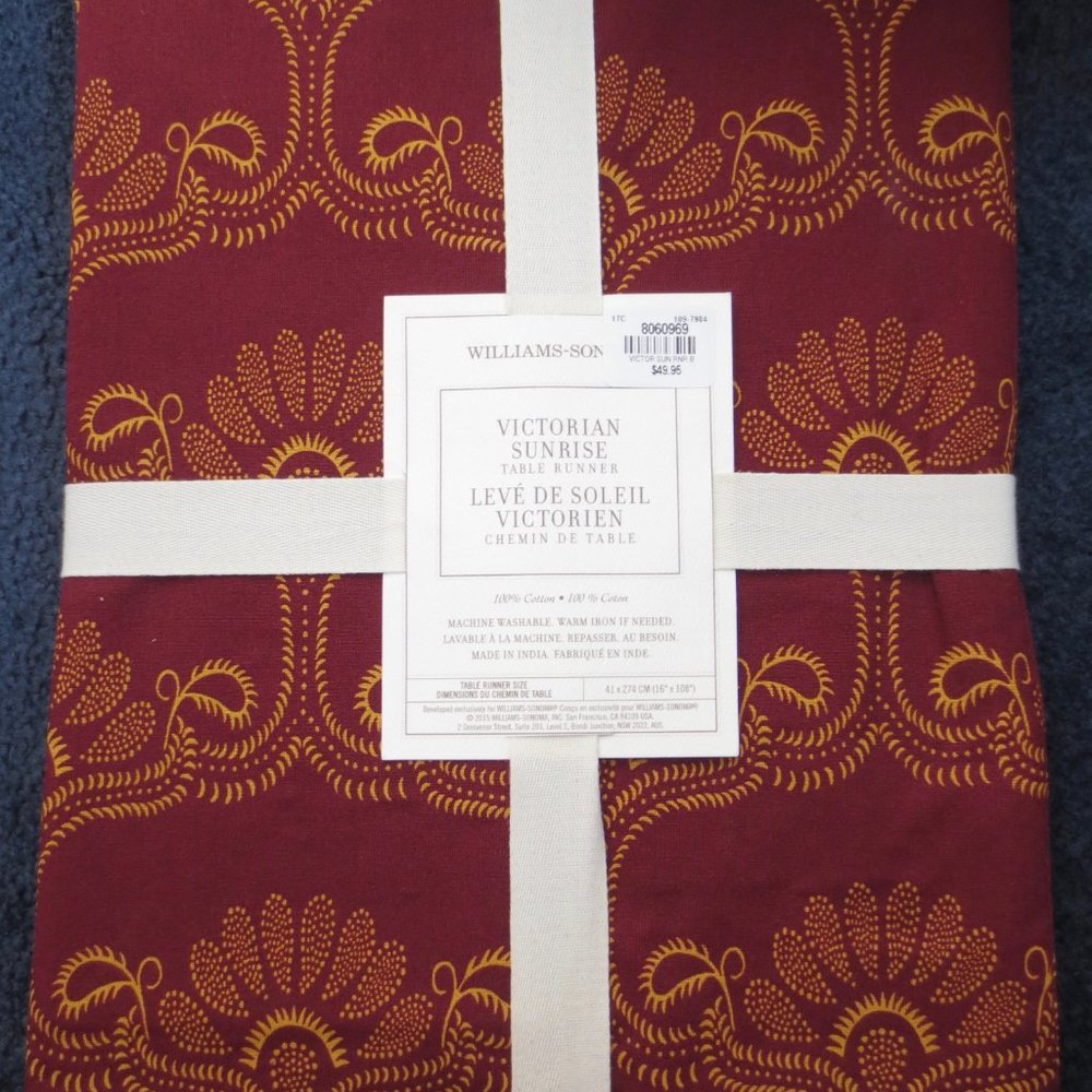 New Williams Sonoma Victorian Sunrise Table Runner 16" x 108"
